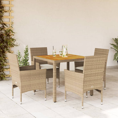 9-Delige Tuinset Met Kussens Poly Rattan En Acaciahout
