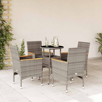 5-Delige Tuinset Met Kussens Poly Rattan En Glas