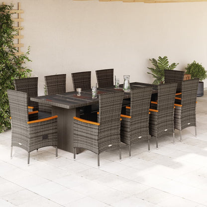 9-Delige Tuinset Met Kussens Poly Rattan Grijs