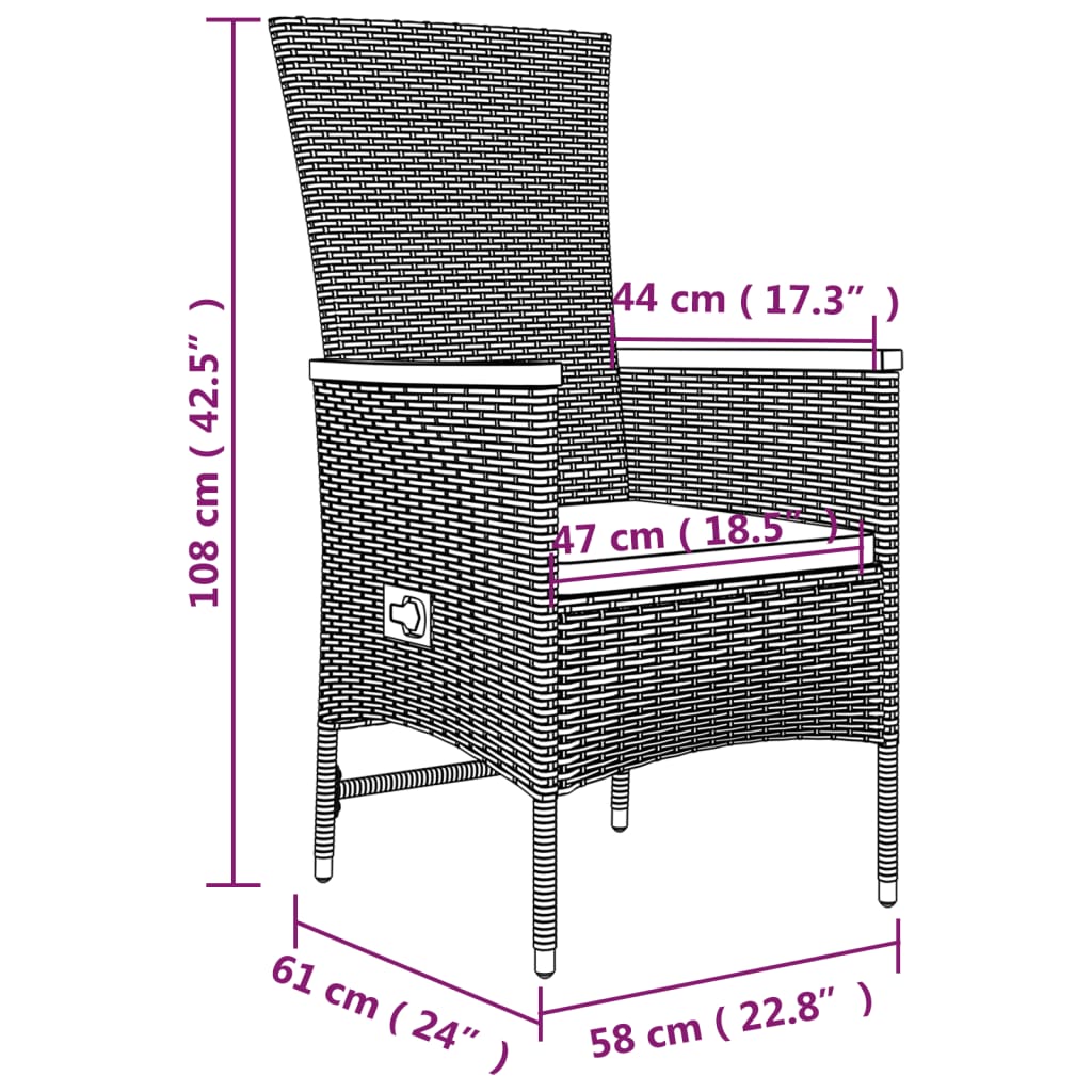 Tuinset Met Kussens Poly Rattan Grijs