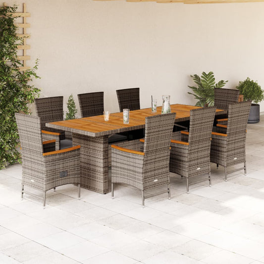 Tuinset Met Kussens Poly Rattan Grijs