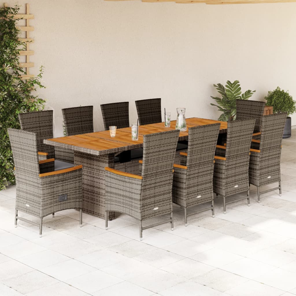 Tuinset Met Kussens Poly Rattan Grijs