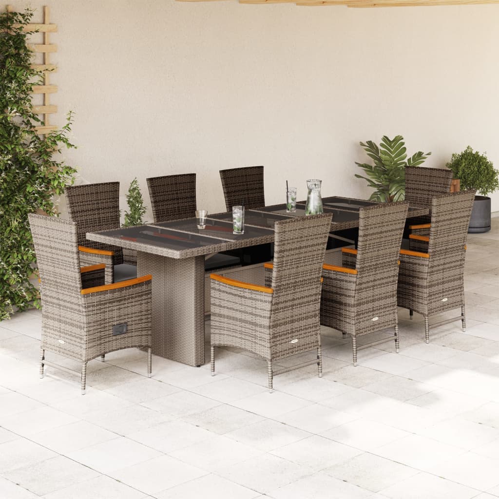 Tuinset Met Kussens Poly Rattan Grijs