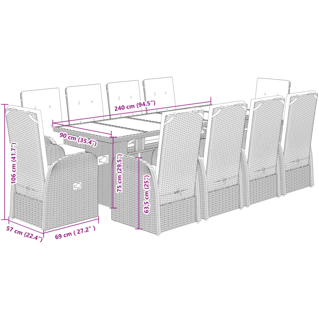 Tuinset Met Kussens Poly Rattan Grijs