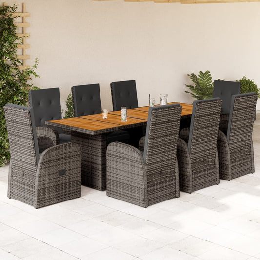 Tuinset Met Kussens Poly Rattan Grijs