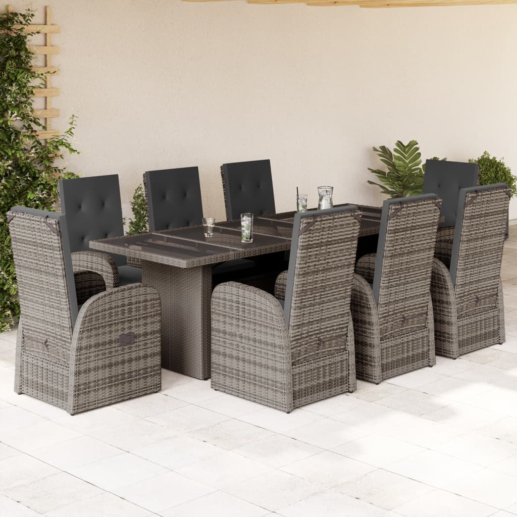 Tuinset Met Kussens Poly Rattan Grijs