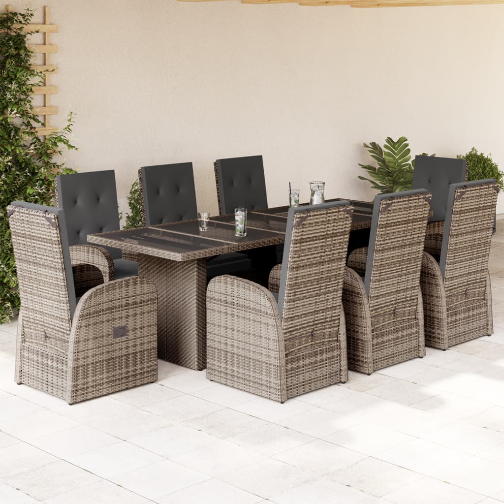 Tuinset Met Kussens Poly Rattan Grijs