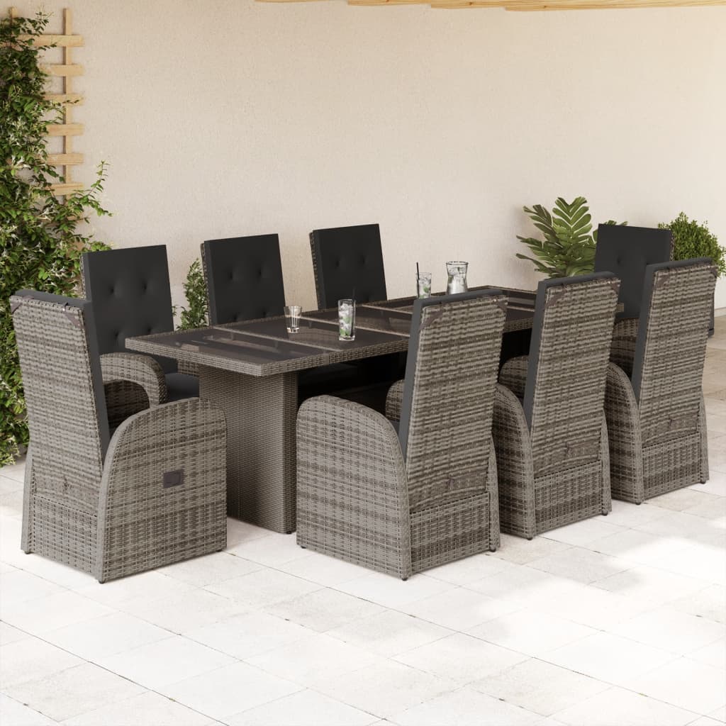 Tuinset Met Kussens Poly Rattan Grijs