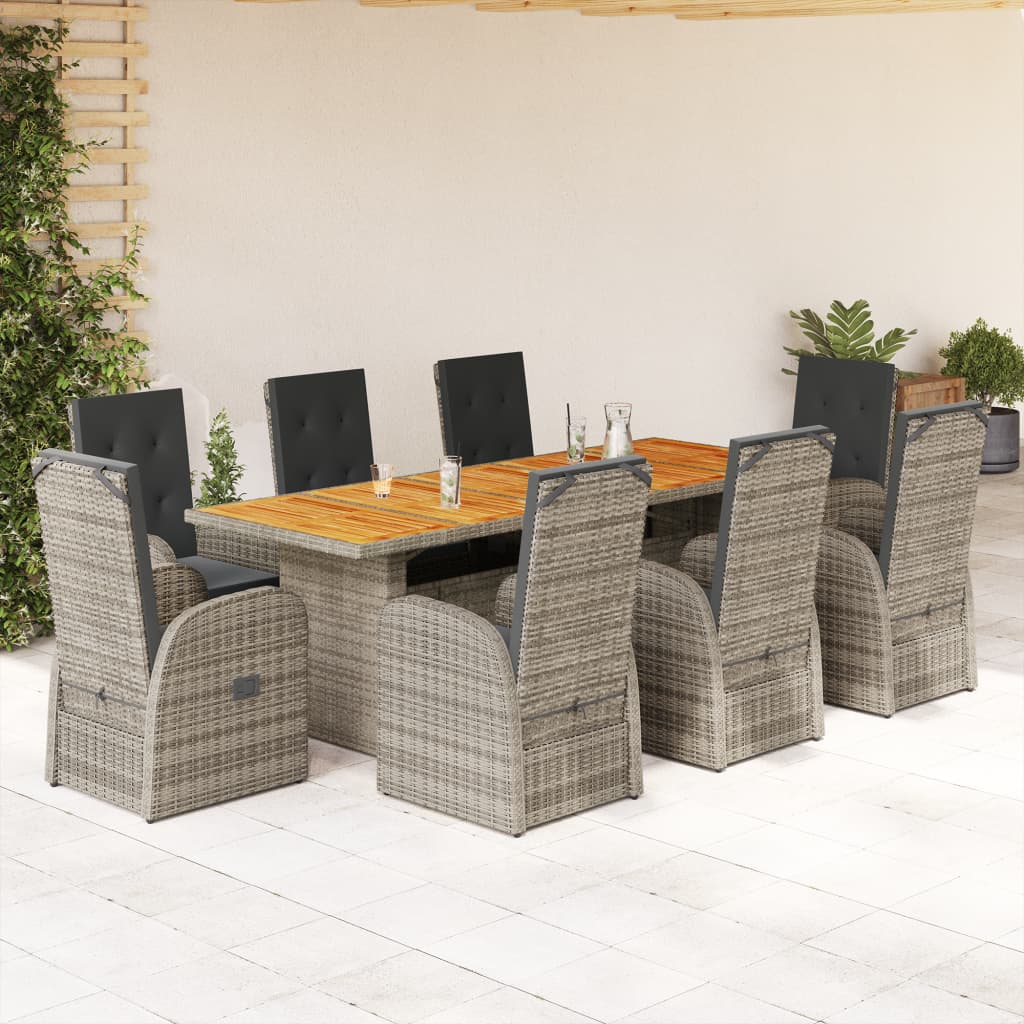 7-Delige Tuinset Met Kussens Poly Rattan Grijs