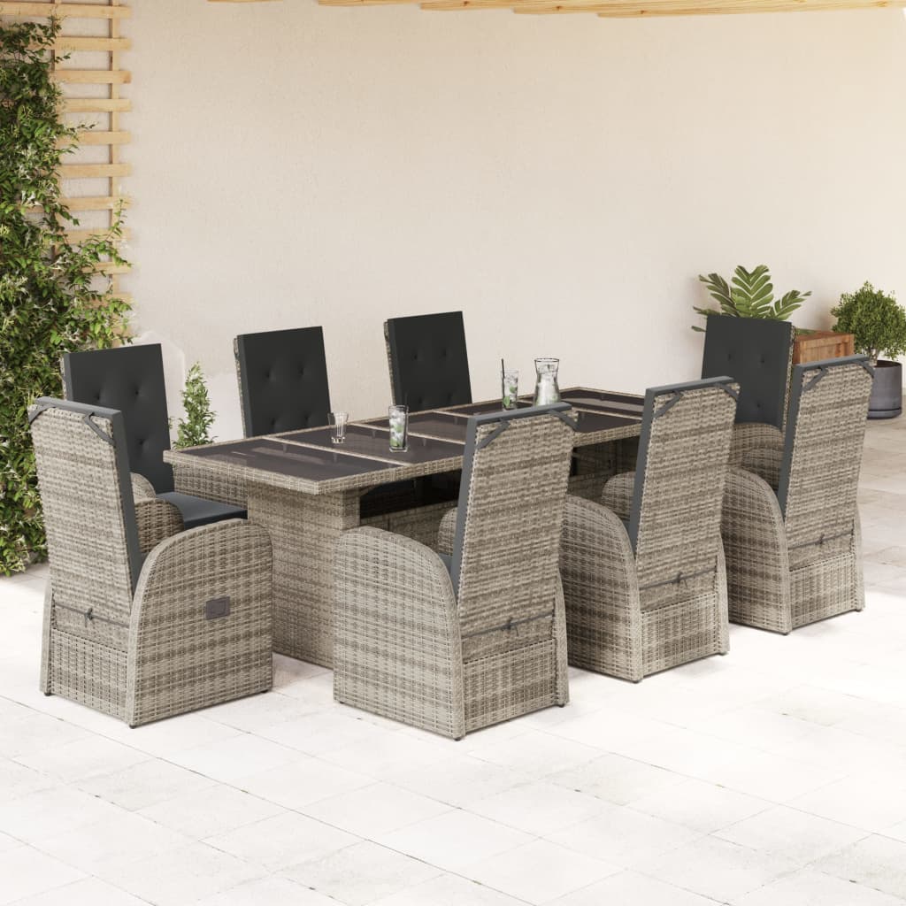 7-Delige Tuinset Met Kussens Poly Rattan Grijs