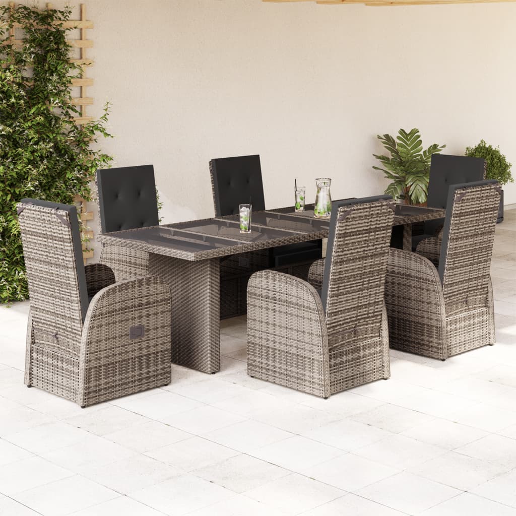 9-Delige Tuinset Met Kussens Poly Rattan Grijs
