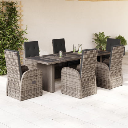 9-Delige Tuinset Met Kussens Poly Rattan Grijs