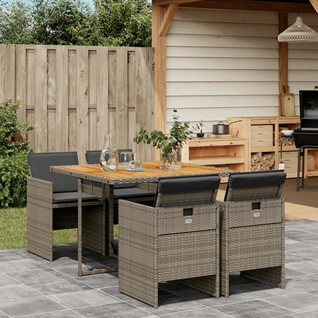 5-Delige Tuinset Met Kussens Poly Rattan