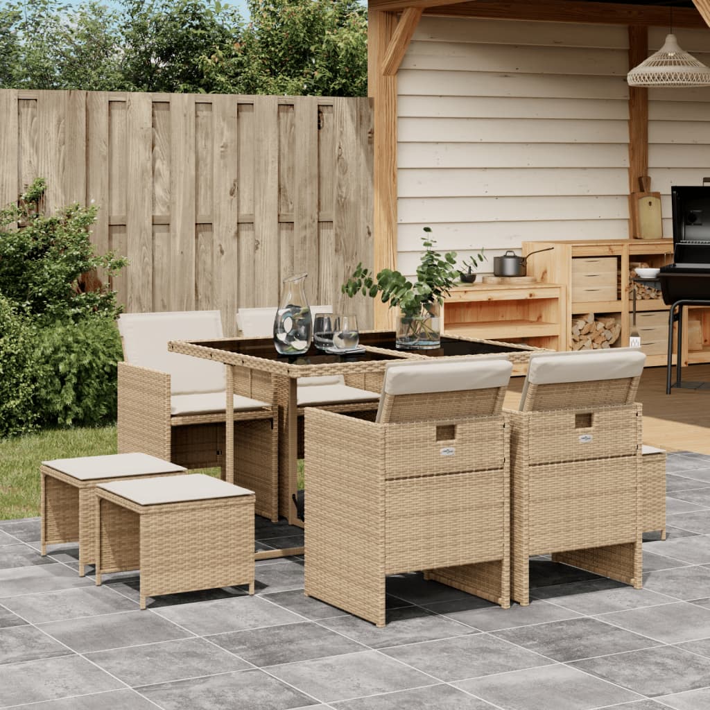 15-Delige Tuinset Met Kussens Poly Rattan