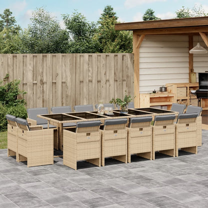 15-Delige Tuinset Met Kussens Poly Rattan