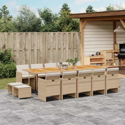 15-Delige Tuinset Met Kussens Poly Rattan