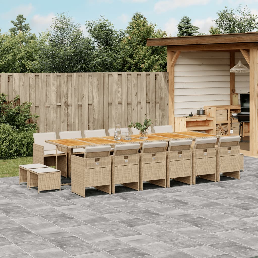 15-Delige Tuinset Met Kussens Poly Rattan