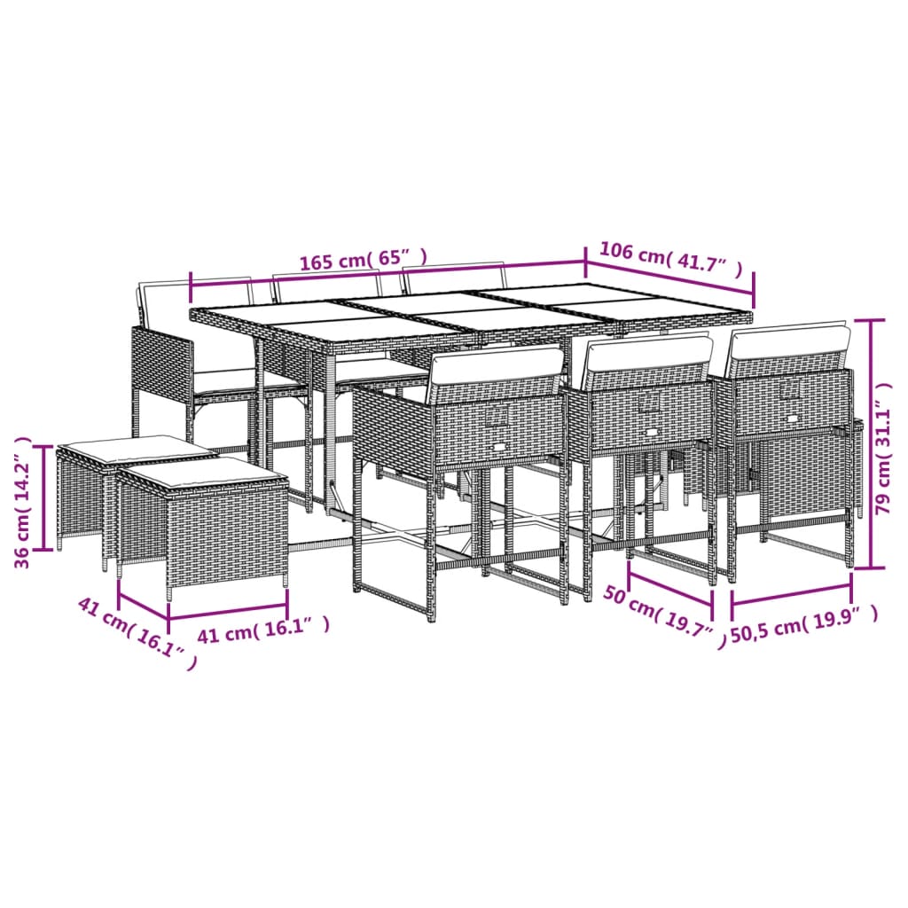 Tuinset Met Kussens Poly Rattan