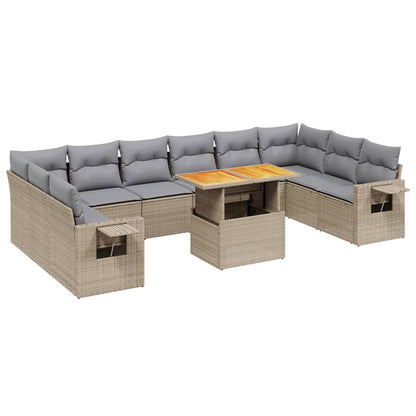 1 Tuinset Met Kussens Poly Rattan Beige