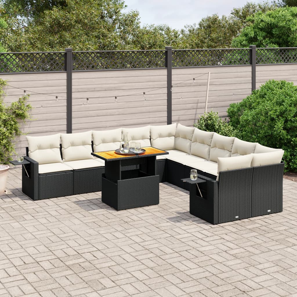 1 Tuinset Met Kussens Poly Rattan Beige