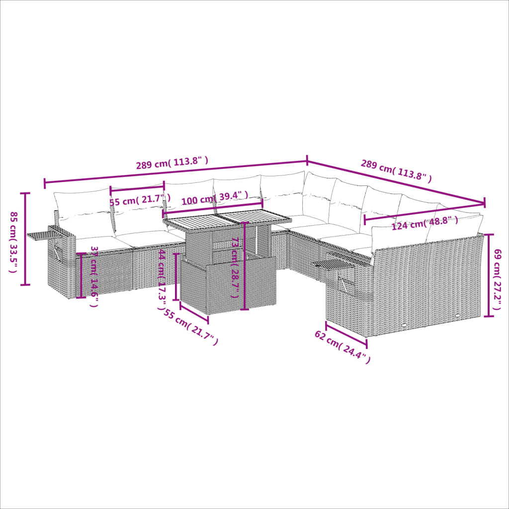 1 Tuinset Met Kussens Poly Rattan Beige