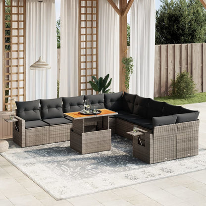 1 Tuinset Met Kussens Poly Rattan Beige