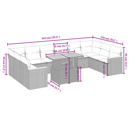 1 Tuinset Met Kussens Poly Rattan Beige