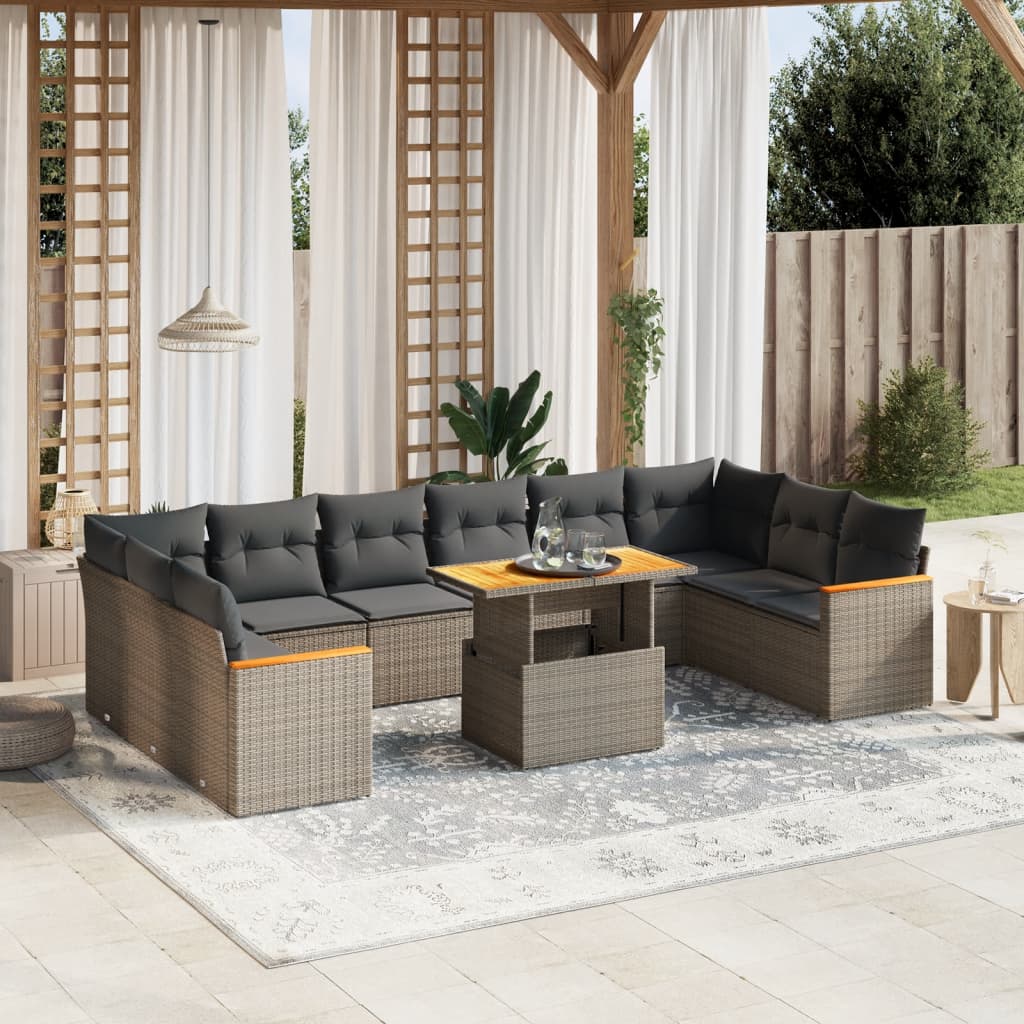 1 Tuinset Met Kussens Poly Rattan Beige