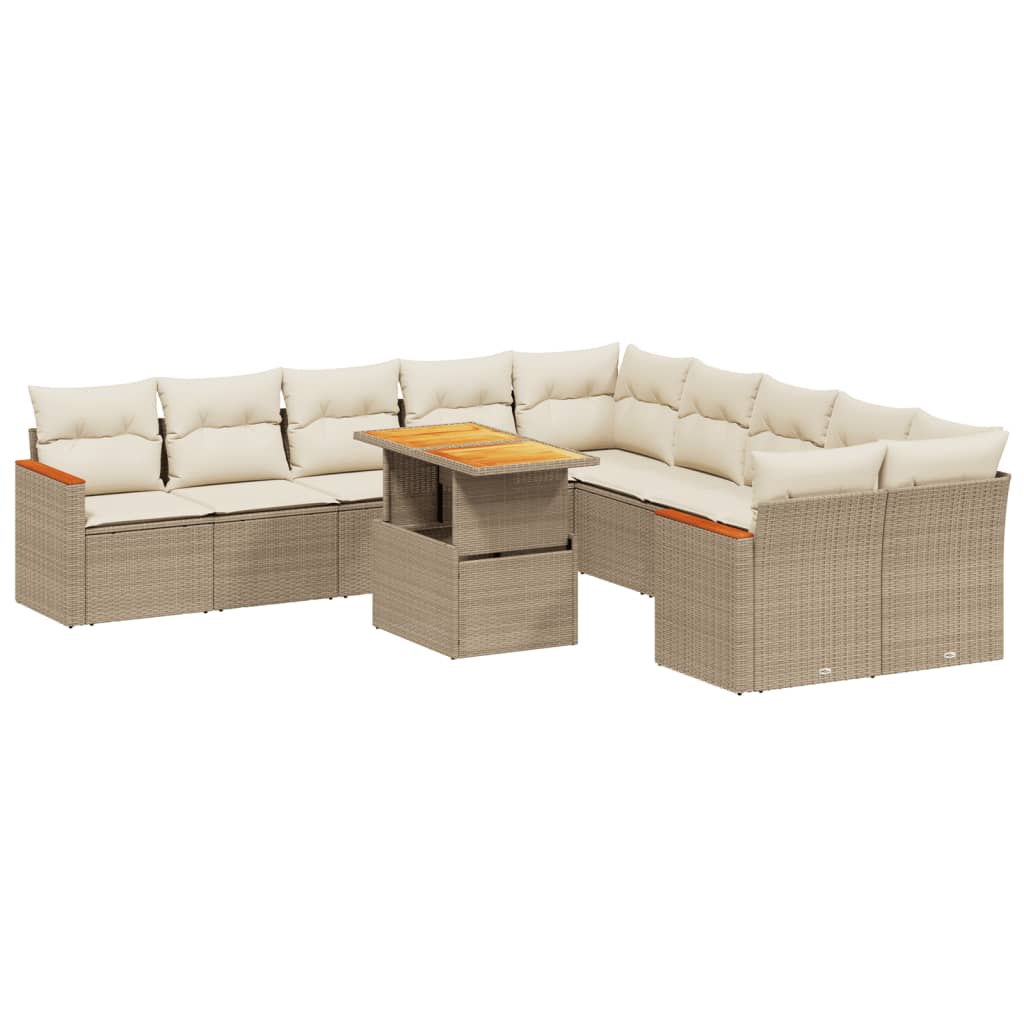 1 Tuinset Met Kussens Poly Rattan Beige