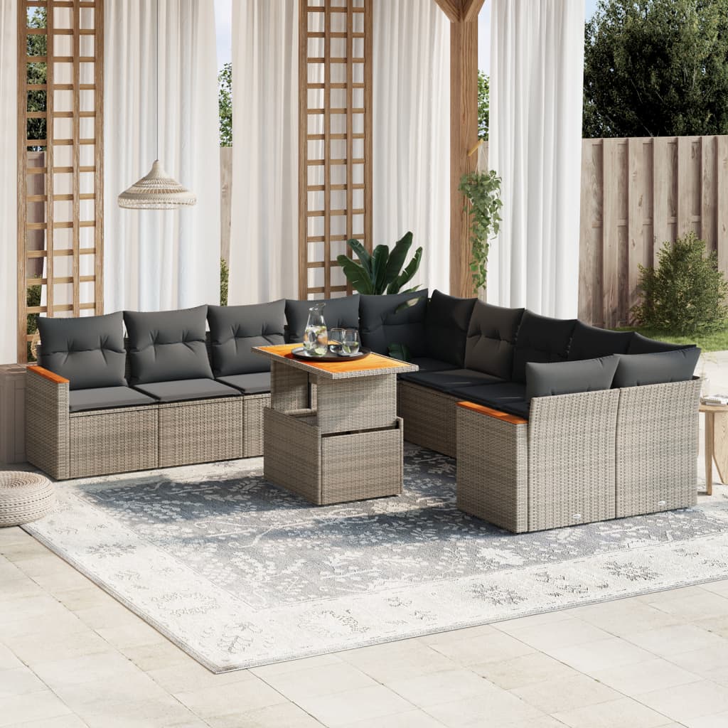 1 Tuinset Met Kussens Poly Rattan Beige