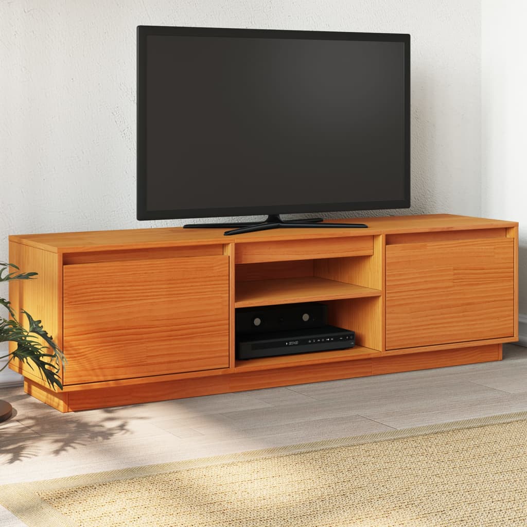 Tv-Meubel 140X35X40 Cm Massief Grenenhout Wasbruin