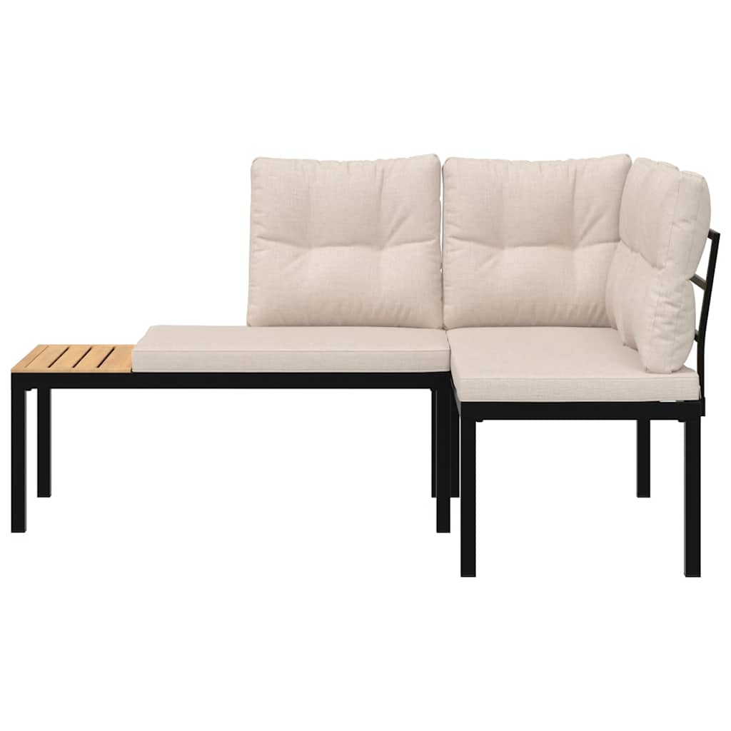 Tuinbanken Met Kussens 2 St Gepoedercoat Staal Zwart