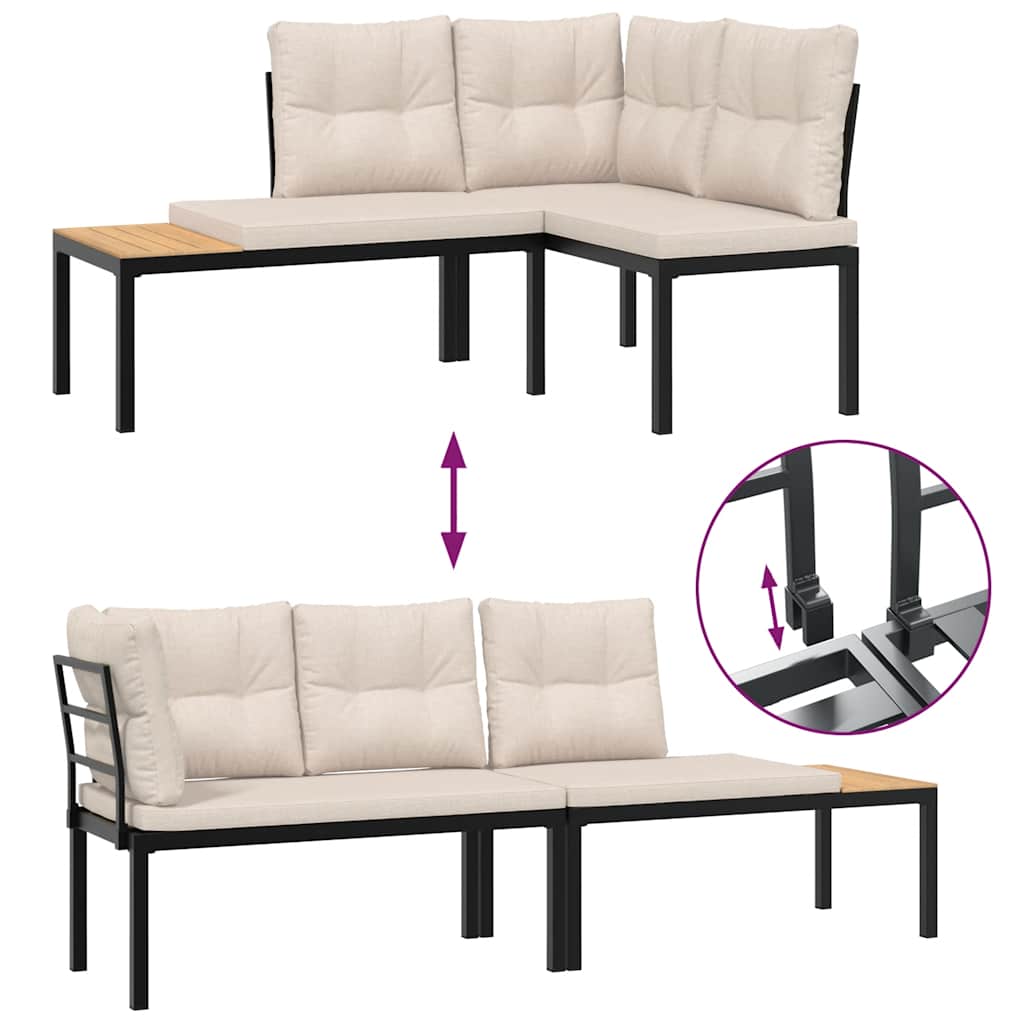 Tuinbanken Met Kussens 2 St Gepoedercoat Staal Zwart