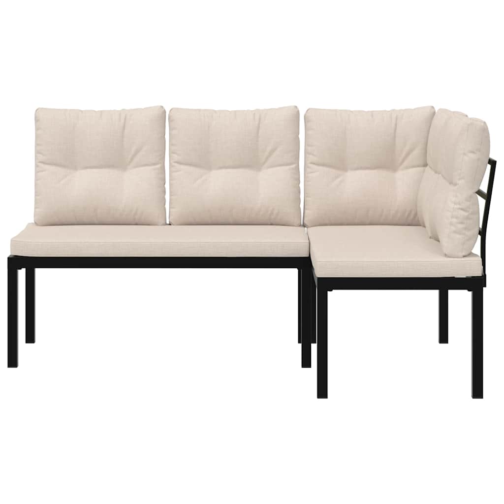 Tuinbanken Met Kussens 2 St Gepoedercoat Staal Zwart