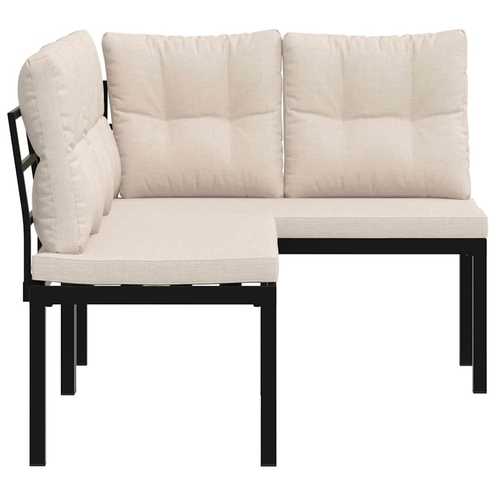 Tuinbanken Met Kussens 2 St Gepoedercoat Staal Zwart