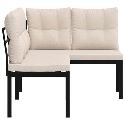 Tuinbanken Met Kussens 2 St Gepoedercoat Staal Zwart