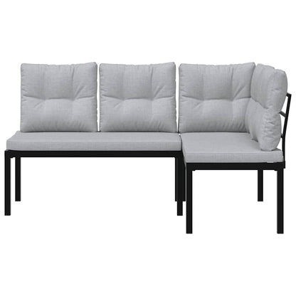 Tuinbanken Met Kussens 2 St Gepoedercoat Staal Zwart