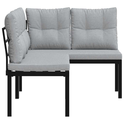 Tuinbanken Met Kussens 2 St Gepoedercoat Staal Zwart