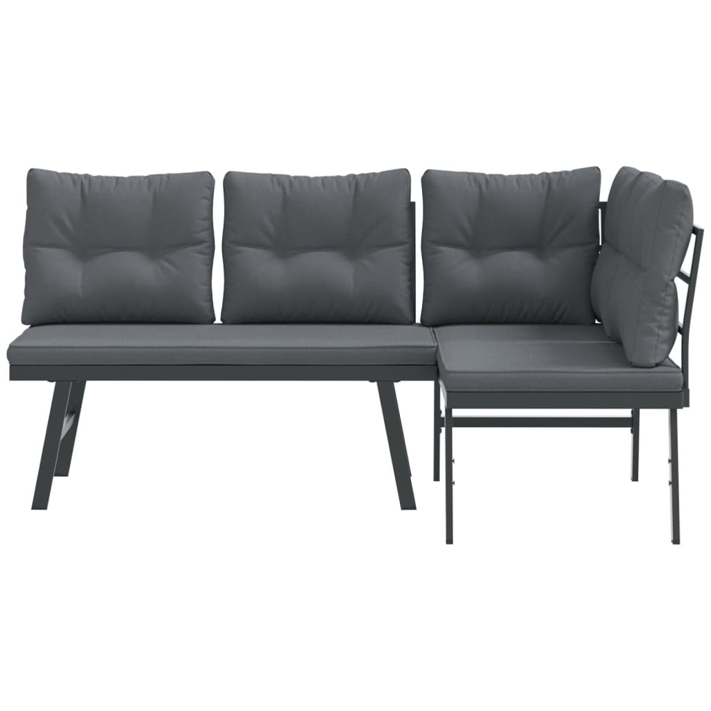 Tuinbanken Met Kussens 2 St Gepoedercoat Staal Zwart