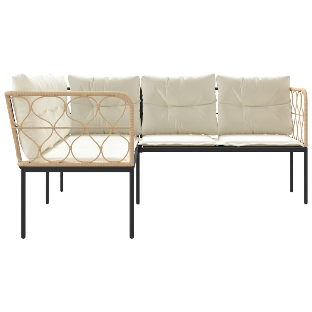 Tuinbank Met Kussens L-Vormig Staal En Textileen Zwart