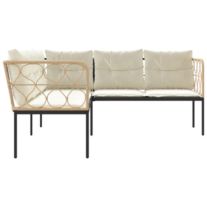 Tuinbank Met Kussens L-Vormig Staal En Textileen Zwart