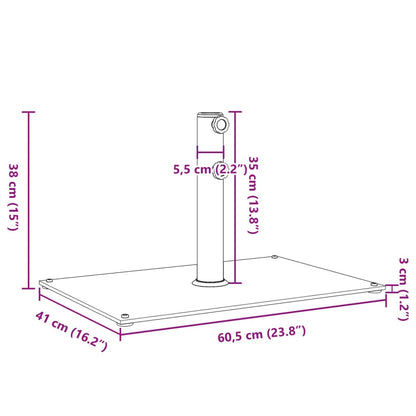 Parasolvoet Voor Stokken Van Ø32/38/48 Mm 15 Kg Rechthoekig