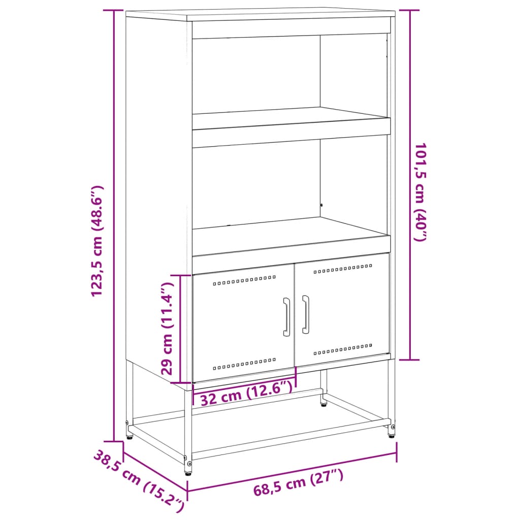 Tv-Meubel 100,5X39X60,5 Cm Staal Kleurig