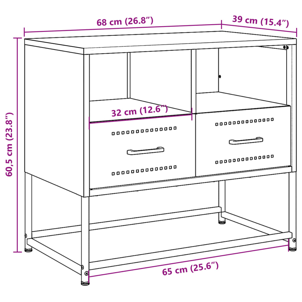 Tv-Meubel 68X39X60,5 Cm Staal Mosterd