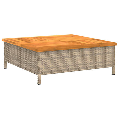 Tuintafel 70X70X25 Cm Poly Rattan En Acaciahout