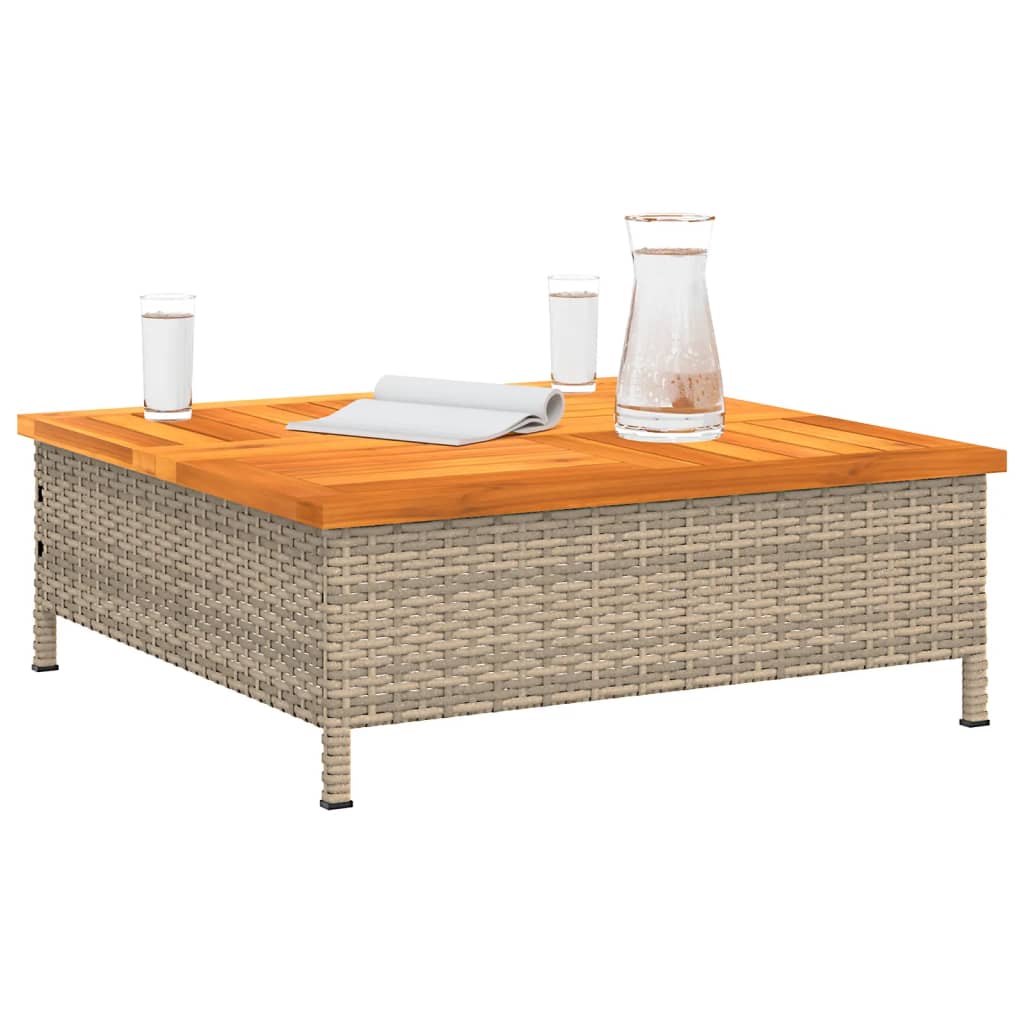 Tuintafel 70X70X25 Cm Poly Rattan En Acaciahout