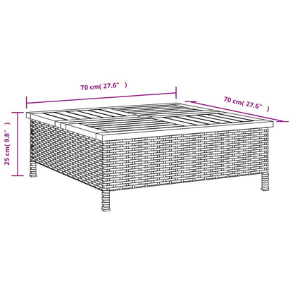 Tuintafel 70X70X25 Cm Poly Rattan En Acaciahout
