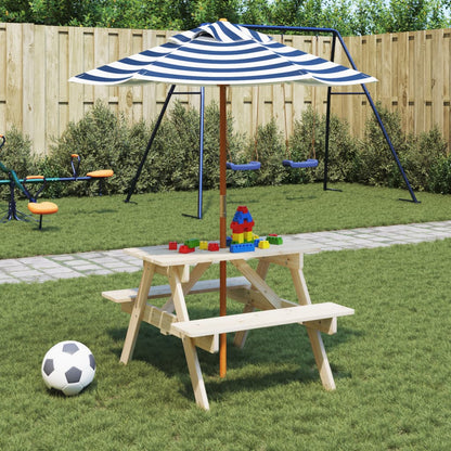 Picknicktafel Voor 4 Kinderen Met Parasol Massief Vurenhout
