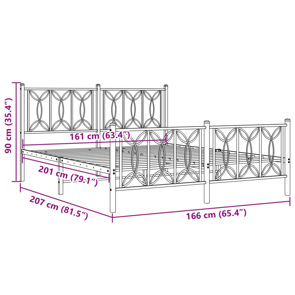 Bedframe Met Hoofd- En Voeteneinde Metaal