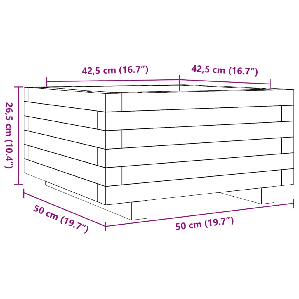 Plantenbak 50X50X26,5 Cm Massief Grenenhout Natuurlijk Grenenhout